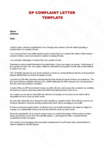 ยป GP Template Complaint Letter